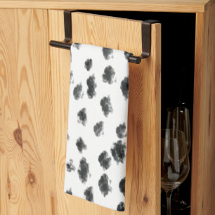 dalmatian black and white dots animal print  tea towel