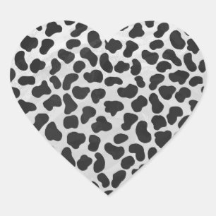 Dalmatian Black and White Print Heart Sticker