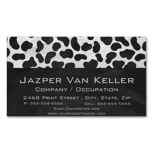 Dalmatian Black and White Print Magnetic Business Card (Front)
