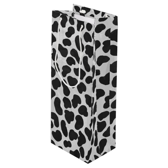 Dalmatian Black and White Print Wine Gift Bag (Front Angled)