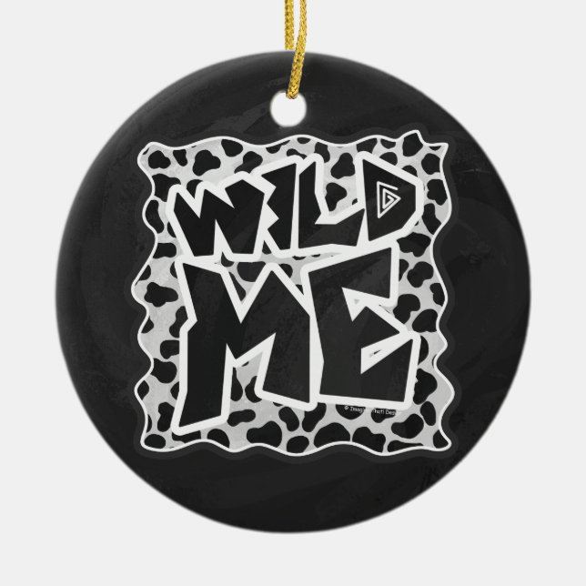 Dalmatian Black and White with Wild Me Ceramic Tree Decoration (Front)
