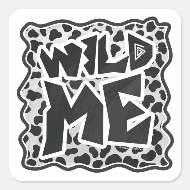 Dalmatian Black and White with Wild Me Square Sticker (Front)