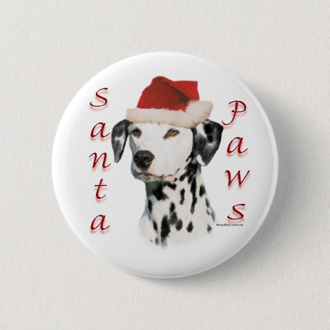 Dalmatian (blk) Santa Paws 6 Cm Round Badge (Front)