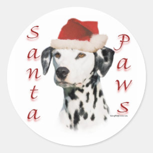 Dalmatian (blk) Santa Paws Classic Round Sticker