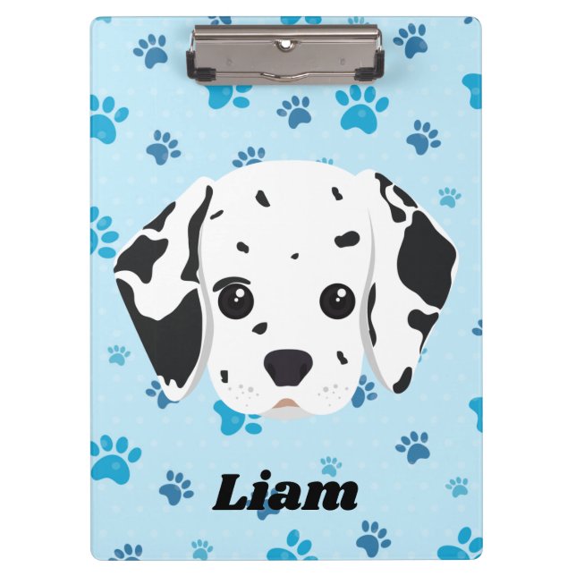 Dalmatian Blue Paw Print Personalised      Clipboard (Front)