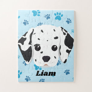 Dalmatian Blue Paw Print Personalised   Jigsaw Puzzle