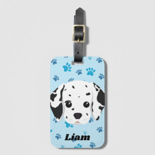 Dalmatian Blue Paw Print Personalised Luggage Tag