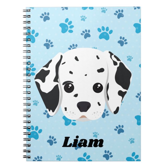 Dalmatian Blue Paw Print Personalised    Notebook (Front)