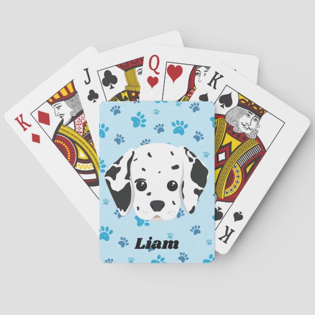 Dalmatian Blue Paw Print Personalised   Playing Cards (Back)