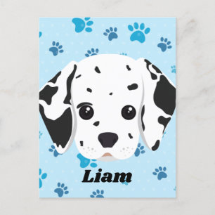 Dalmatian Blue Paw Print Personalised Postcard
