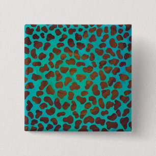 Dalmatian Brown and Teal Print 15 Cm Square Badge