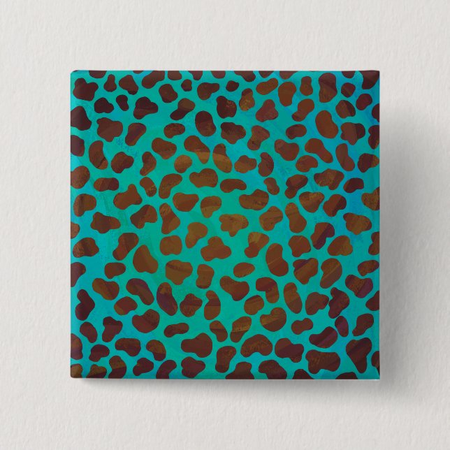 Dalmatian Brown and Teal Print 15 Cm Square Badge (Front)