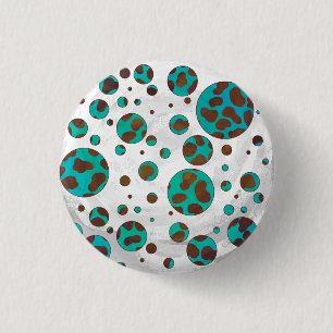 Dalmatian Brown and Teal Print 3 Cm Round Badge