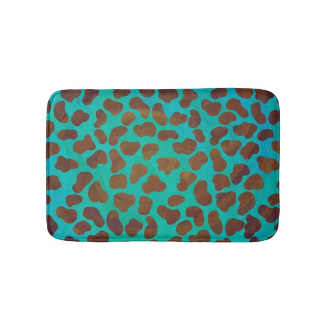 Dalmatian Brown and Teal Print Bath Mat (Front)