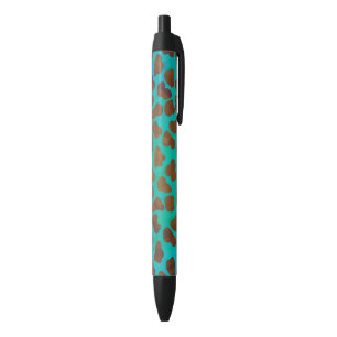 Dalmatian Brown and Teal Print Black Ink Pen