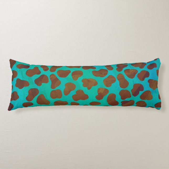 Dalmatian Brown and Teal Print Body Cushion (Front)