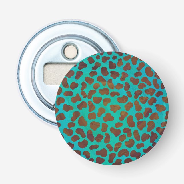 Dalmatian Brown and Teal Print Bottle Opener (Front)