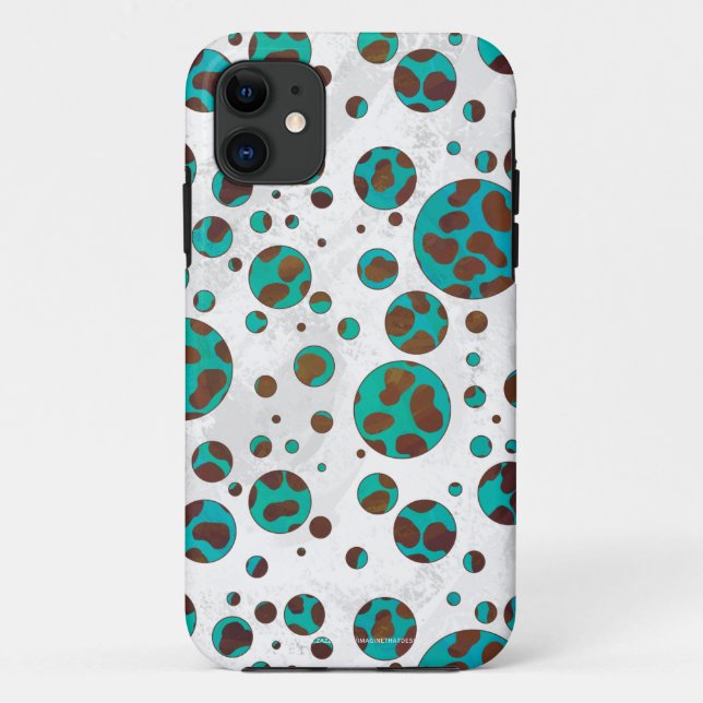 Dalmatian Brown and Teal Print Case-Mate iPhone Case (Back)