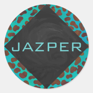 Dalmatian Brown and Teal Print Classic Round Sticker
