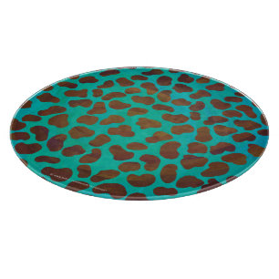 Dalmatian Brown and Teal Print Cutting Board
