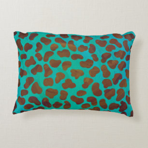 Dalmatian Brown and Teal Print Decorative Cushion