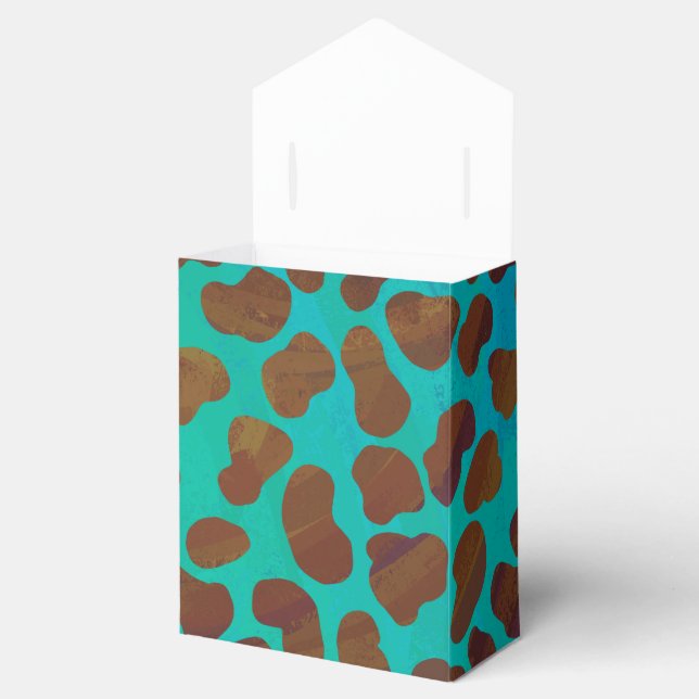 Dalmatian Brown and Teal Print Favour Box (Opened)