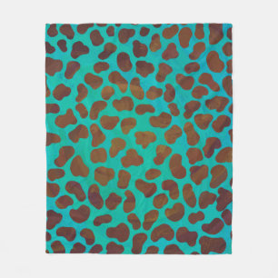 Dalmatian Brown and Teal Print Fleece Blanket