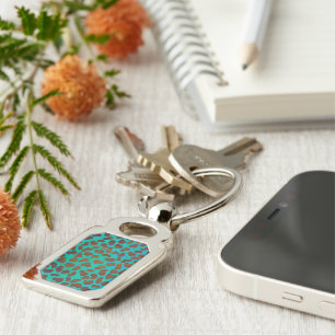 Dalmatian Brown and Teal Print Key Ring