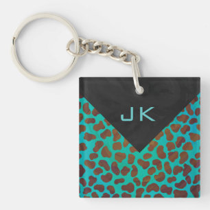 Dalmatian Brown and Teal Print Key Ring