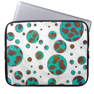 Dalmatian Brown and Teal Print Laptop Sleeve