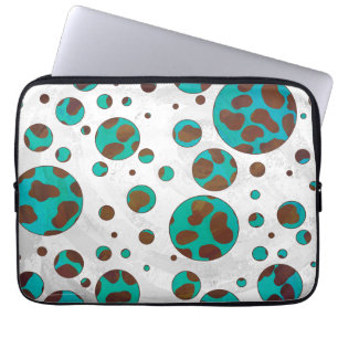 Dalmatian Brown and Teal Print Laptop Sleeve