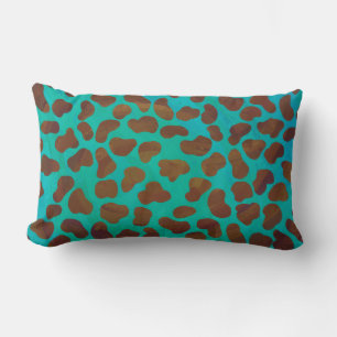 Dalmatian Brown and Teal Print Lumbar Cushion