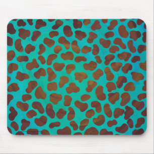 Dalmatian Brown and Teal Print Mouse Pad