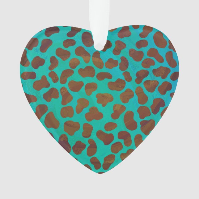 Dalmatian Brown and Teal Print Ornament (Front)