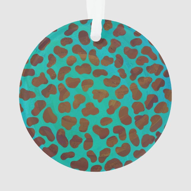 Dalmatian Brown and Teal Print Ornament (Back)