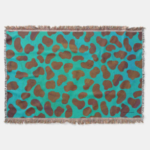 Dalmatian Brown and Teal Print Throw Blanket