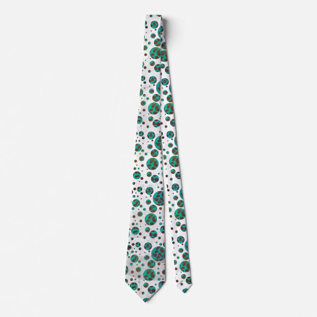 Dalmatian Brown and Teal Print Tie (Front)