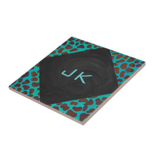 Dalmatian Brown and Teal Print Tile