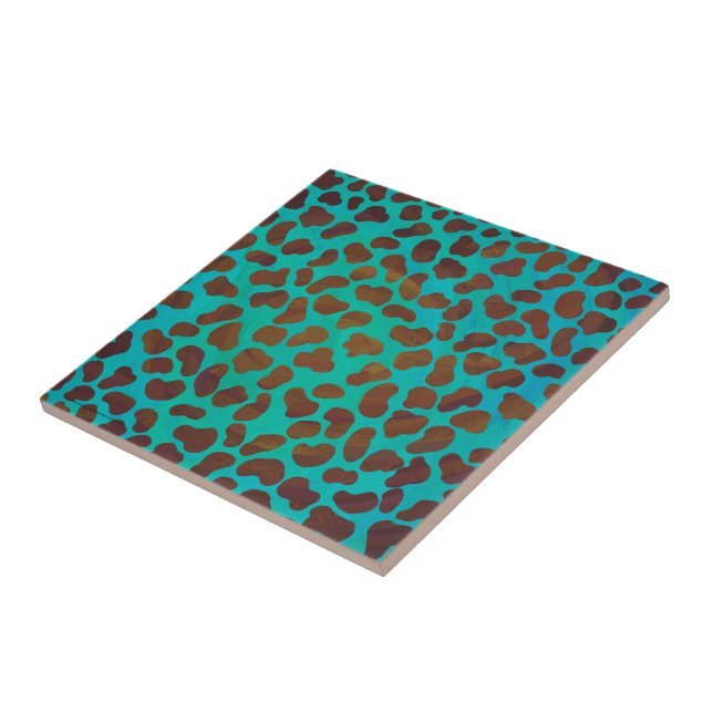 Dalmatian Brown and Teal Print Tile (Side)