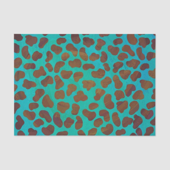 Dalmatian Brown and Teal Print Tissue Paper (Front)