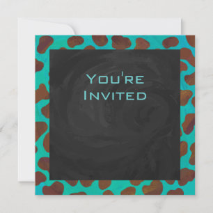 Dalmatian Brown and Teal with Monogram Invitation