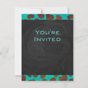 Dalmatian Brown and Teal with Monogram Invitation