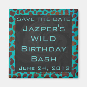Dalmatian Brown and Teal with Monogram Magnet