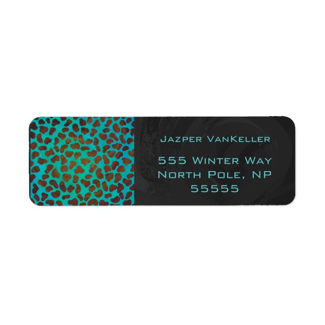Dalmatian Brown and Teal with Monogram Return Address Label (Front)