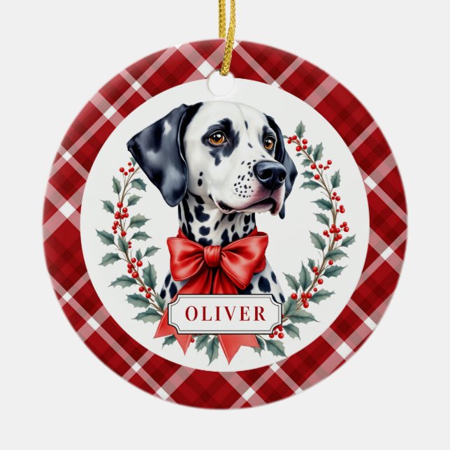 Dalmatian Ceramic Circle Ornament (Front)