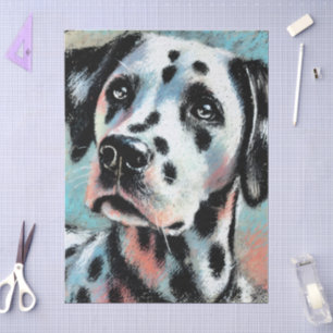Dalmatian Chalk Pastel Dog Black White Decoupage Tissue Paper