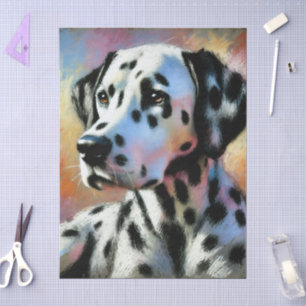Dalmatian Chalk Pastel Dog Black White Decoupage Tissue Paper