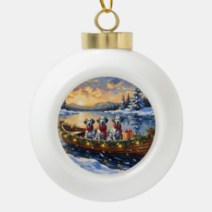 Dalmatian Christmas Boat Holiday Ceramic Ball Christmas Ornament