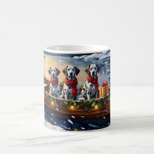 Dalmatian Christmas Boat Holiday Coffee Mug (Center)