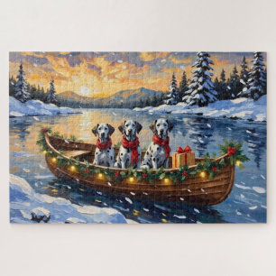 Dalmatian Christmas Boat Holiday Jigsaw Puzzle